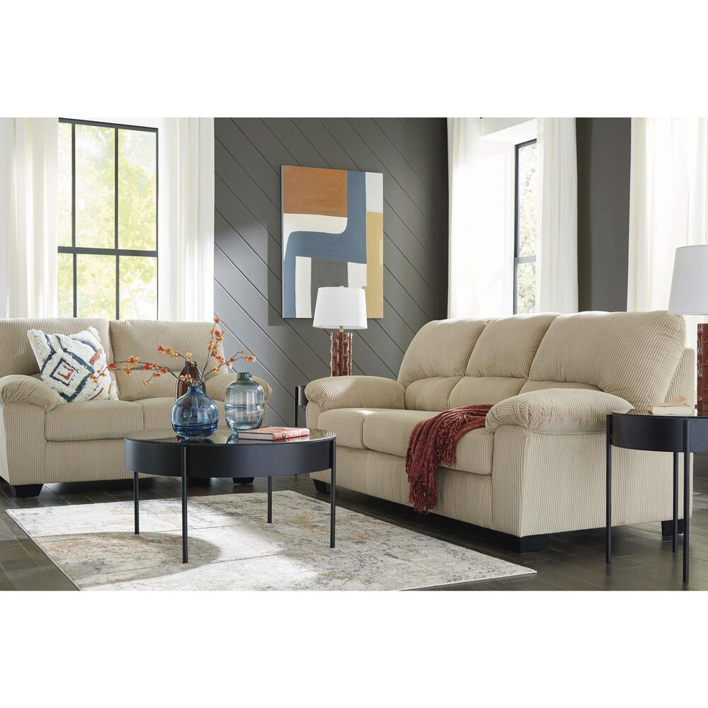 Ashley SimpleJoy Stationary Loveseat in Sand, , large