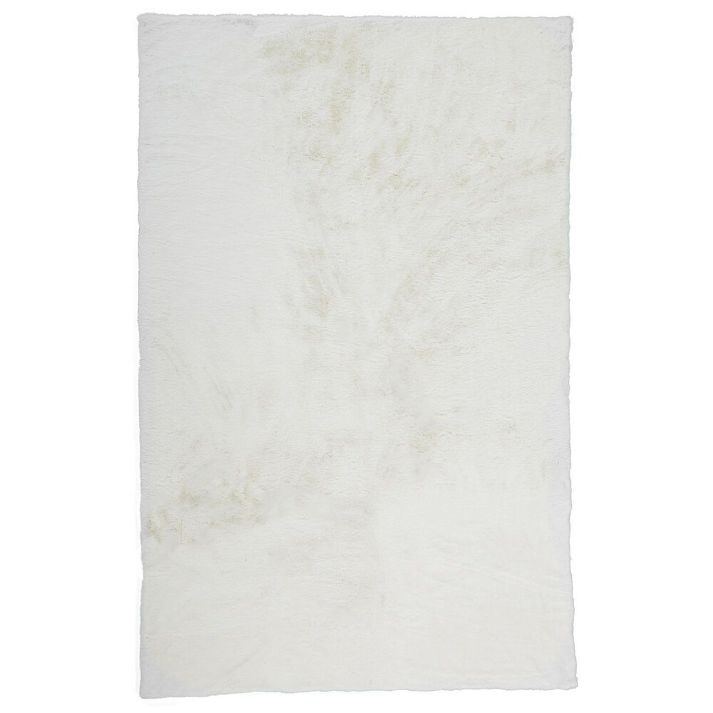 Feizy Luxe Velour White 4" x 6" Area Rug, , large