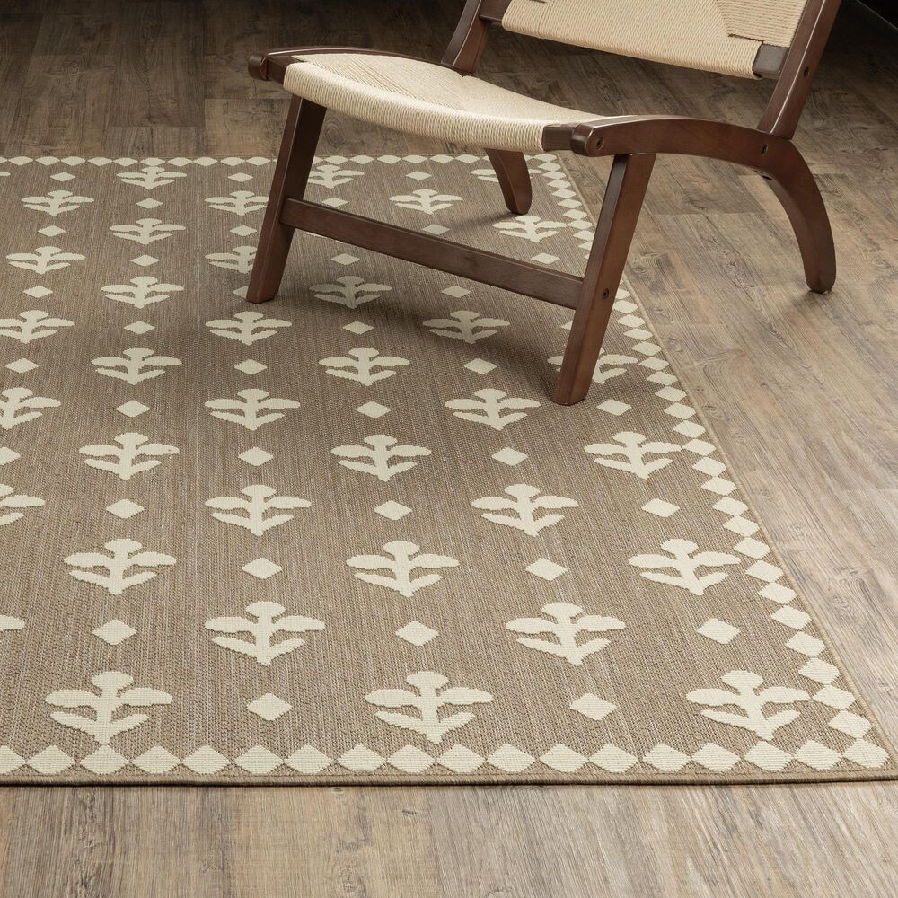 ROW by Oriental Weavers Zarina Floral Beige and Ivory 6'7" x 9'2" Indoor/Outdoor Area Rug, , large