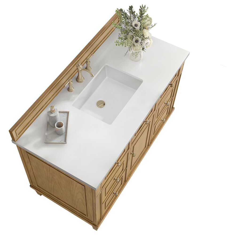 James Martin Vanities Lorelai 48&quot; Single Vanity in Light Natural Oak with 3 cm White Zeus Quartz Top, , large