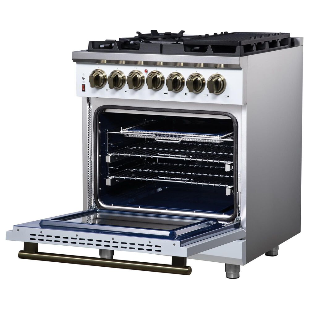 Forno Massimo 30" Freestanding Dual Fuel Range in White, , large