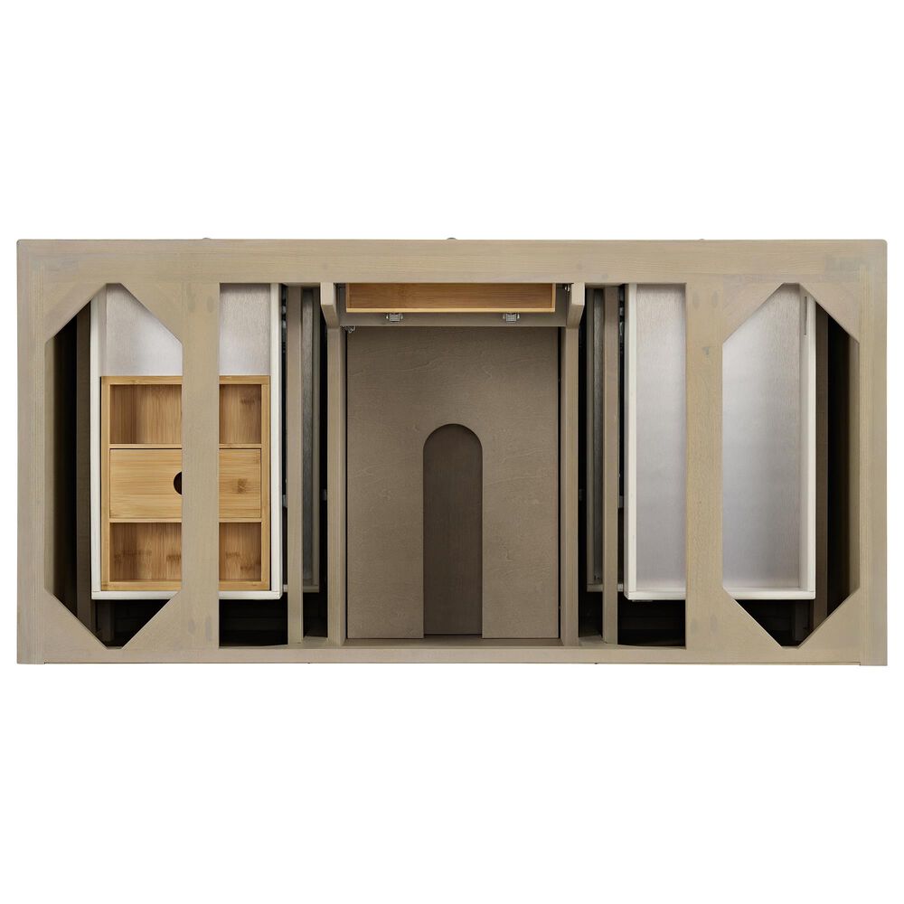 James Martin Vanities Lorelai 48" Single Bathroom Vanity in Whitewashed Oak with 3 cm Eternal Jasmine Pearl Silestone Top, Rectangular Sink and FreePower Wireless Charger, , large