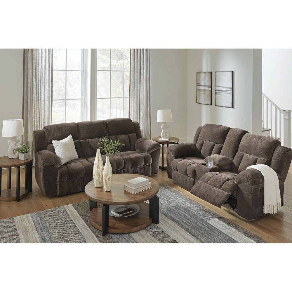 Ashley Frohn Manual Reclining Loveseat in Chocolate, , large
