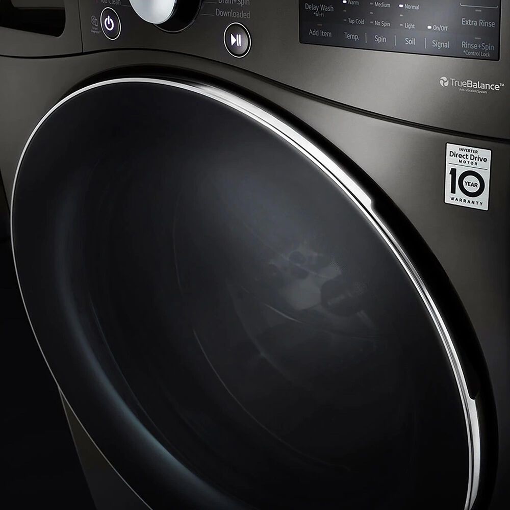 LG 5.0 Cu. Ft. Front Load Washer and 7.4 Cu. Ft. Electric Dryer with TurboWash 360 Laundry Pair in Black Steel, , large