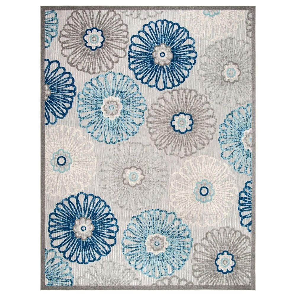 Safavieh Cabana CBN801F 8" x 10" Grey and Blue Indoor/Outdoor Area Performance Rug, , large