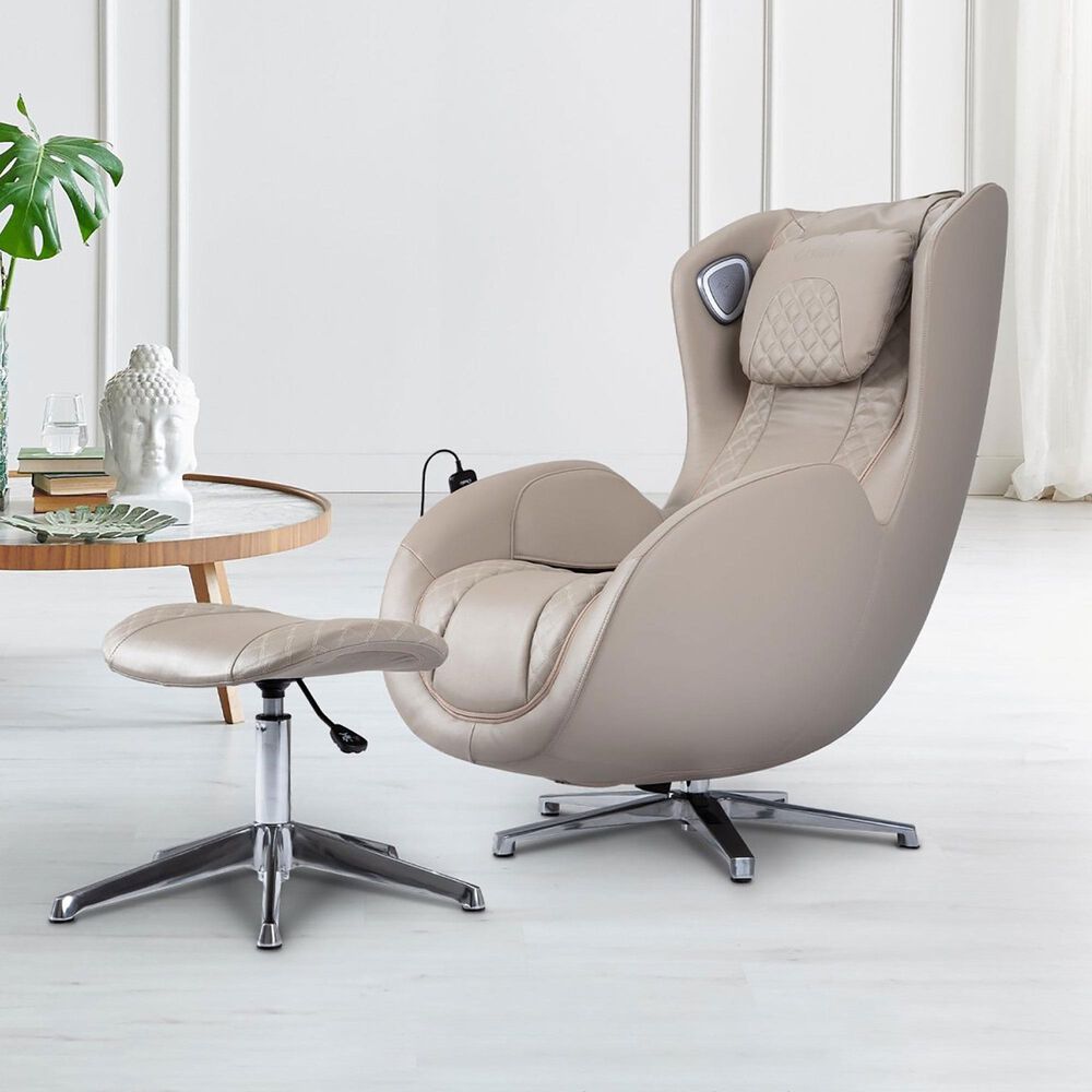 Osaki Bliss Vegan Leather Massage Ottoman in Taupe, , large