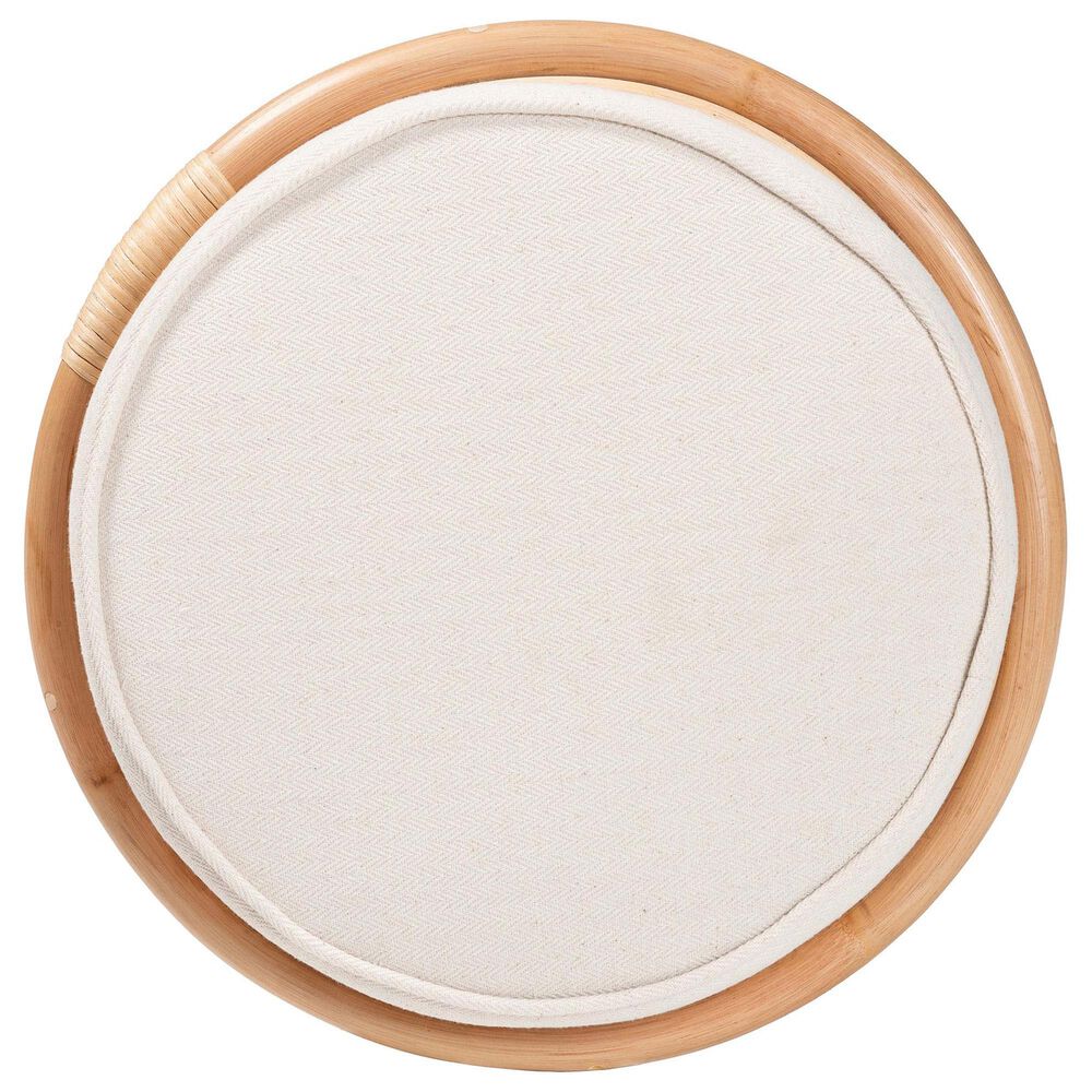 bali &amp; pari Junius Ottoman Footstool with Natural Rattan in White, , large