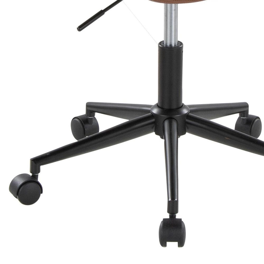 Lumisource Margarite Task Chair with Brown Faux Leather Cushion in Black, , large