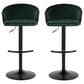 LumiSource Claire Swivel Adjustable Barstool with Green Velvet Upholstery in Black (Set of 2), , large