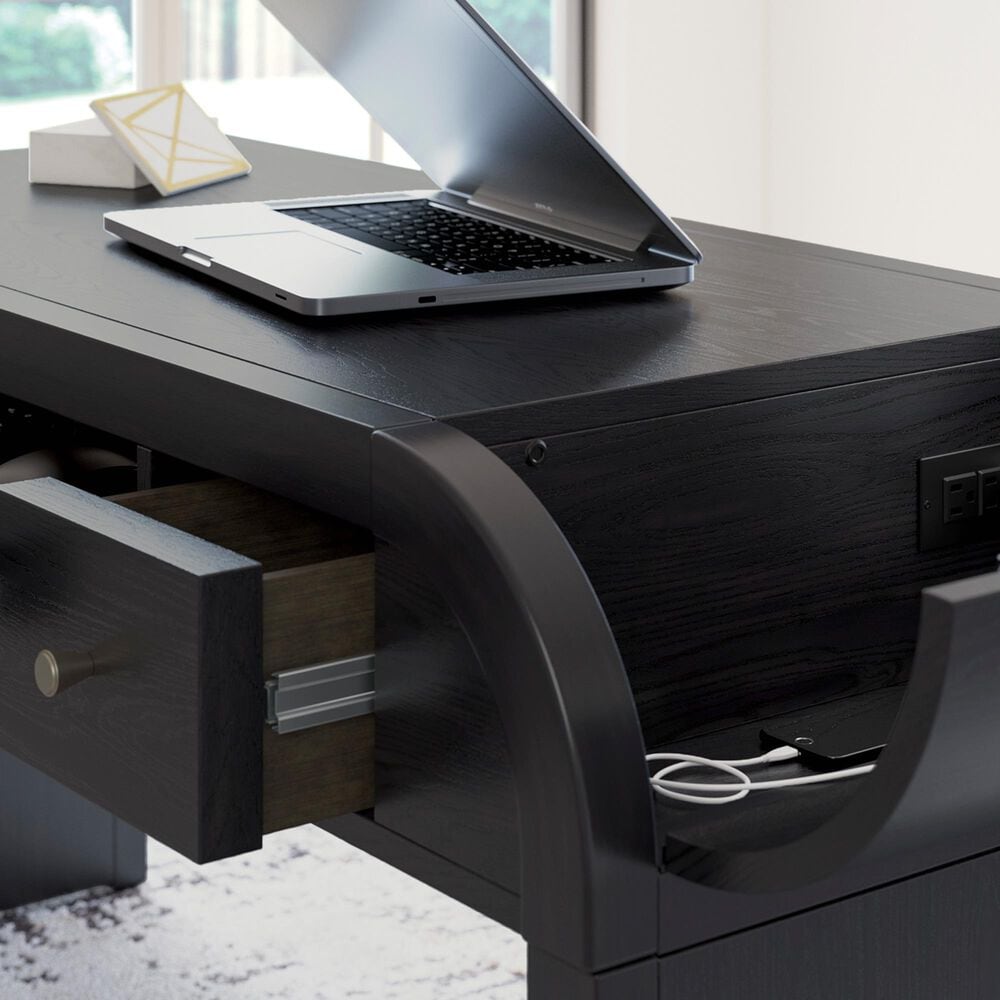 Ashley Rowanbeck 2-Piece Desk and Bookcase Set in Black, , large