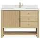 James Martin Vanities Marigot Single 48" Single Vanity in Sun-washed Oak with Single Hole 3 cm White Zeus Quartz Top & Backsplash, , large