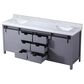 Lexora Home Marsyas 80" Double Bathroom Vanity in Dark Grey with White Carrara Marble Top and Rectangular Sinks, , large
