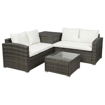 Hearth and Haven 4-Piece Patio Sectional Set with Beige Cushion in Brown, , large