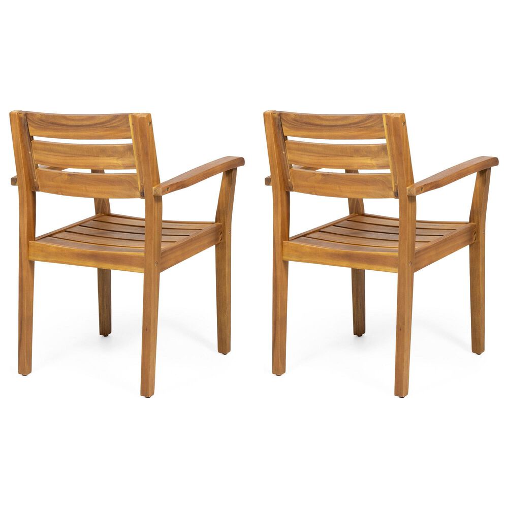 Hearth and Haven Stamford Patio Dining Chair in Teak (Set of 2), , large