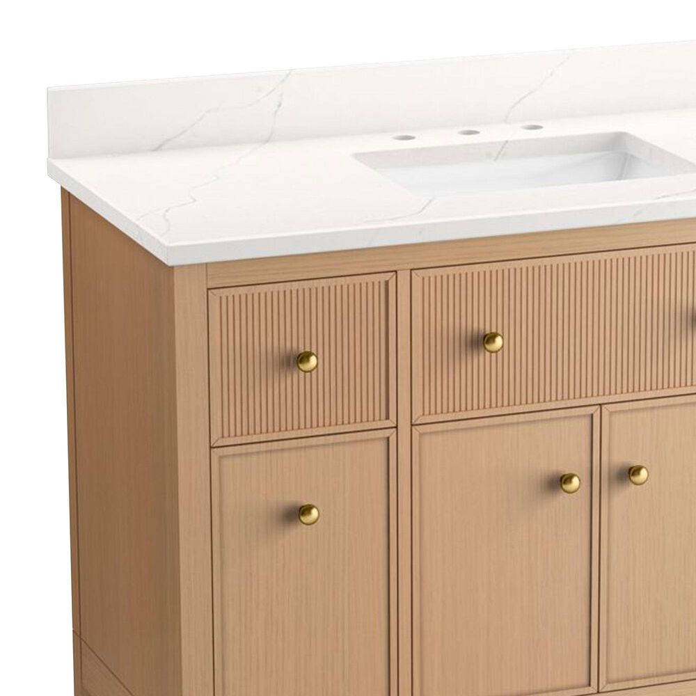 Kohler Malin 48" Single Bathroom Vanity in White Oak with 3 cm White Quartz Top and Rectangular Sink, , large