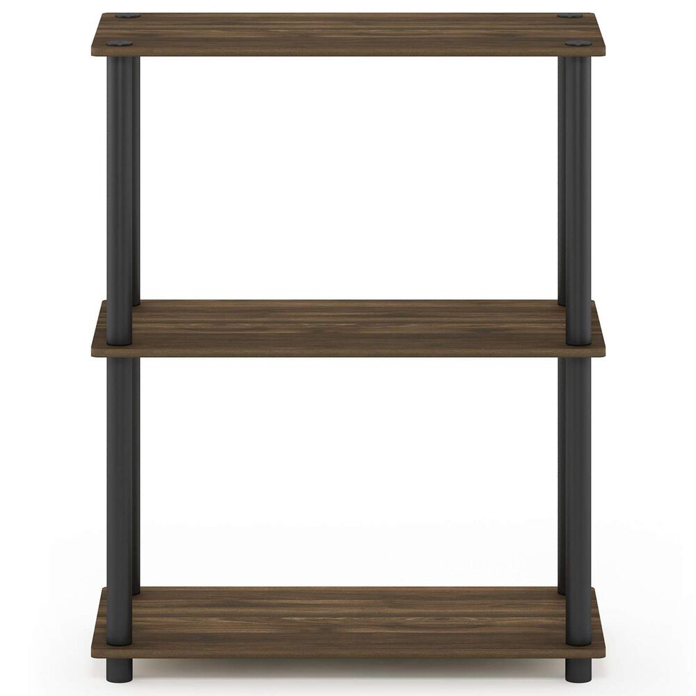 HOMLUX 3-Tier Compact Open Storage Bookshelf in Columbia Walnut and Black, , large