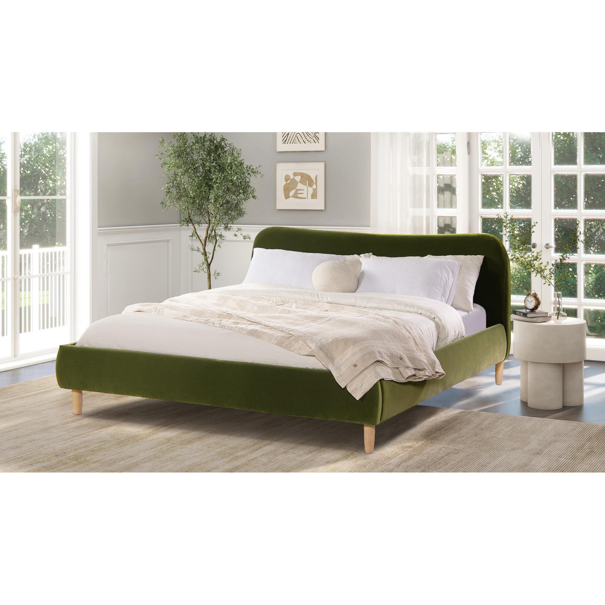 Jennifer Taylor Home Roman Queen Platform Bed with Olive Green