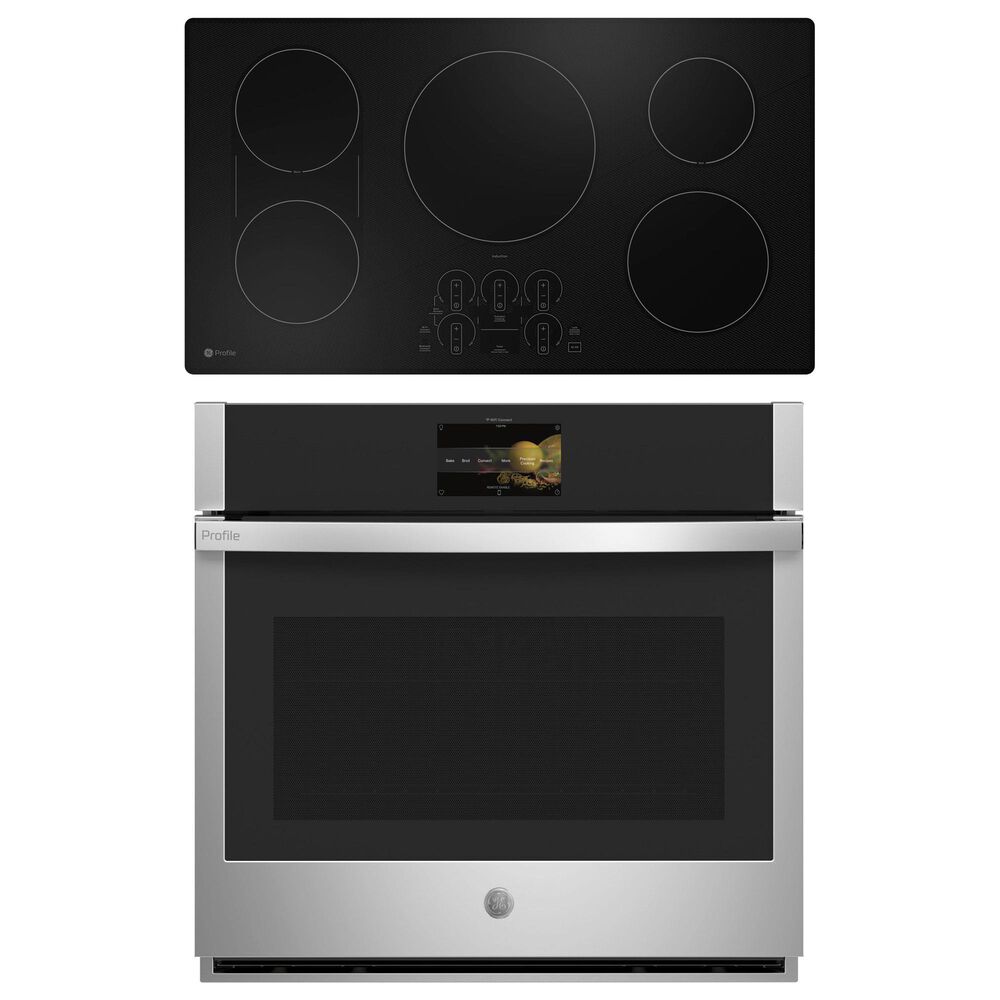 GE Profile 2-Piece Kitchen Package with Stainless Steel 30" Smart Built-In Single Wall Oven and Black 36" Energy Star Induction Cooktop, , large