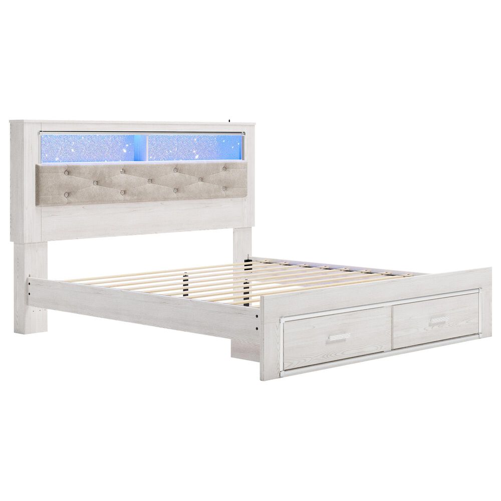 Ashley Altyra King Upholstered Bookcase Bed with Storage  in White, , large