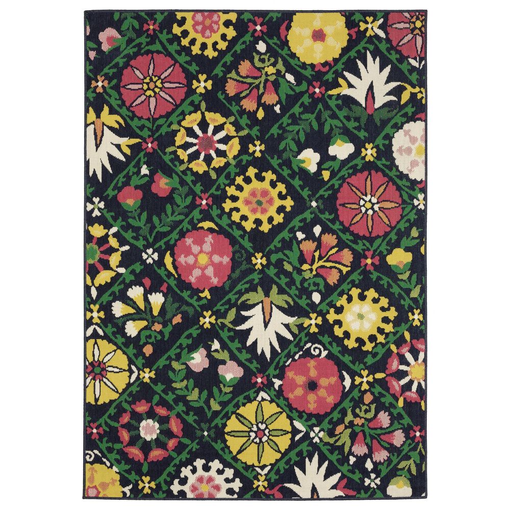 Oriental Weavers Havana HAV09 Navy and Multicolor 3"3" x 5" Indoor/Outdoor Area Rug, , large
