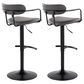 LumiSource Demi Swivel Adjustable Bar Stool with Grey Upholstery in Black (Set of 2), , large