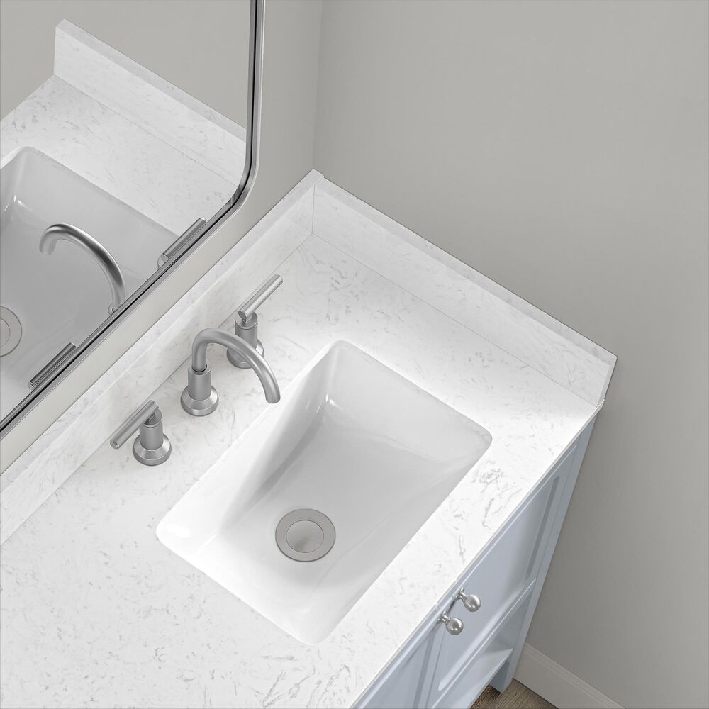 37B Ravello 36" Single Bathroom Vanity Cabinet in Soft Blue with Marble Top and Backsplash, , large