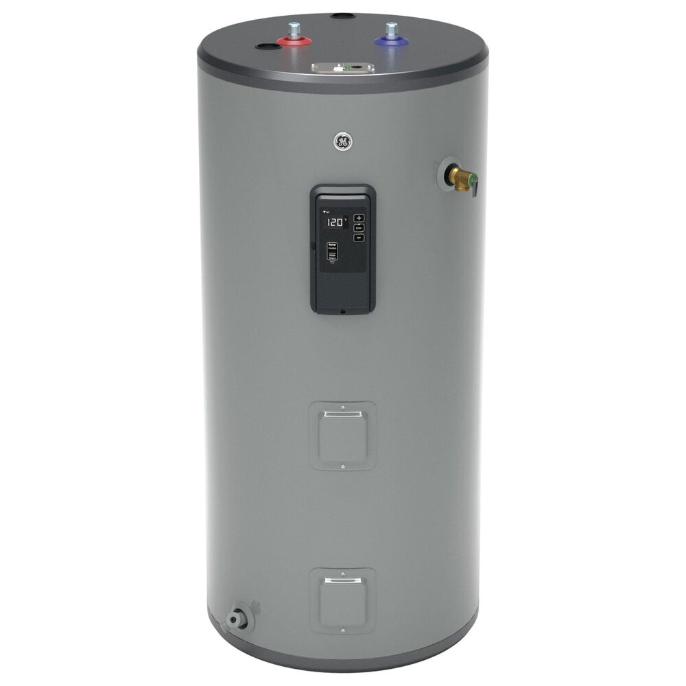 GE Appliances 50-Gallon Smart Short Electric Water Heater with Built-in Wi-Fi in Gray, , large