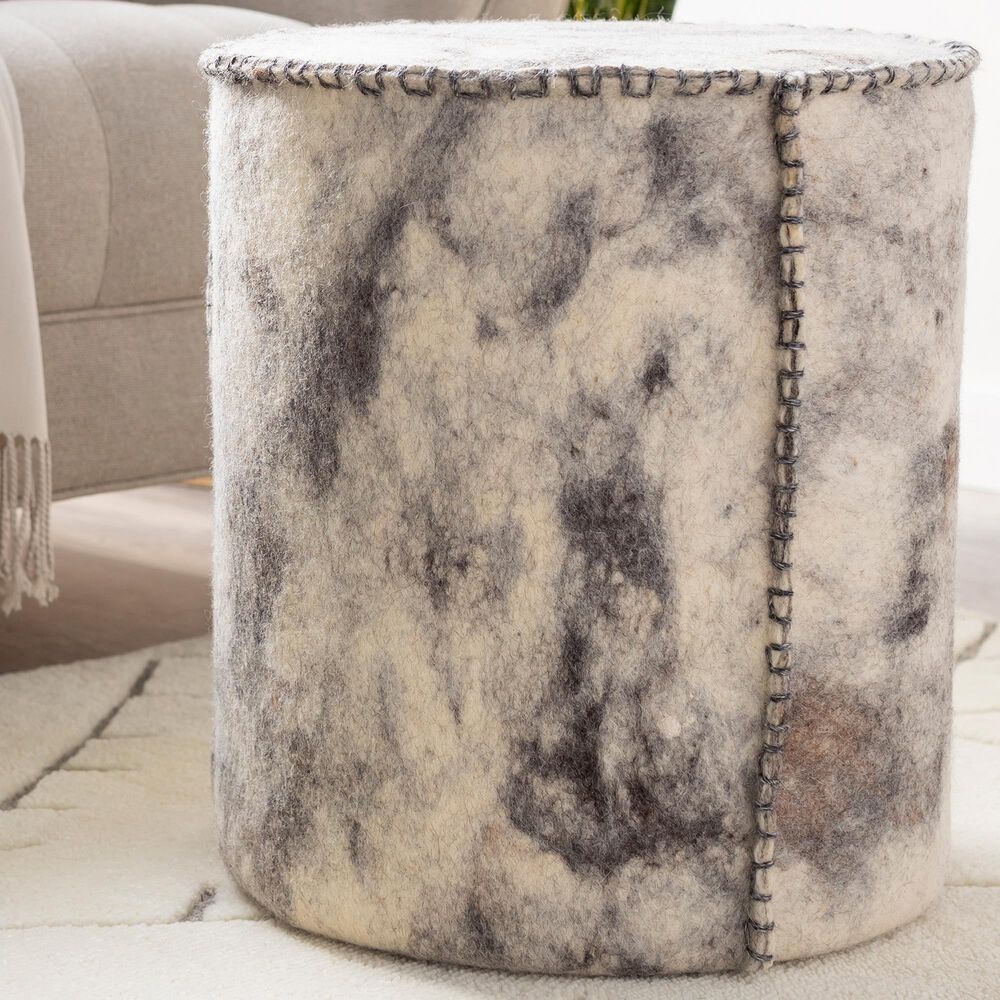Surya Inc Bergen Pouf in Charcoal/Cream, , large
