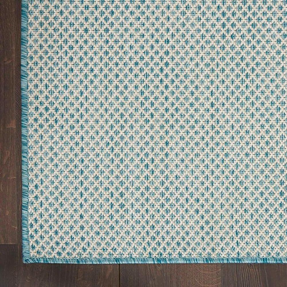 Nourison Courtyard Ivory and Aqua 8&#39; x 10&#39; Indoor/Outdoor Area Rug, , large