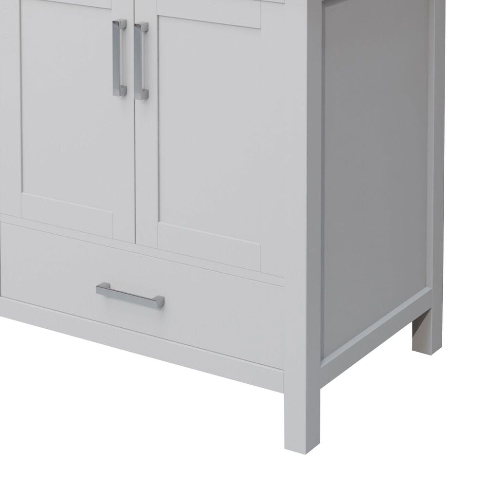 Lexora Home Jacques 30" Single Bathroom Vanity in White with 2 cm White Quartz Top and Rectangular Sink, , large