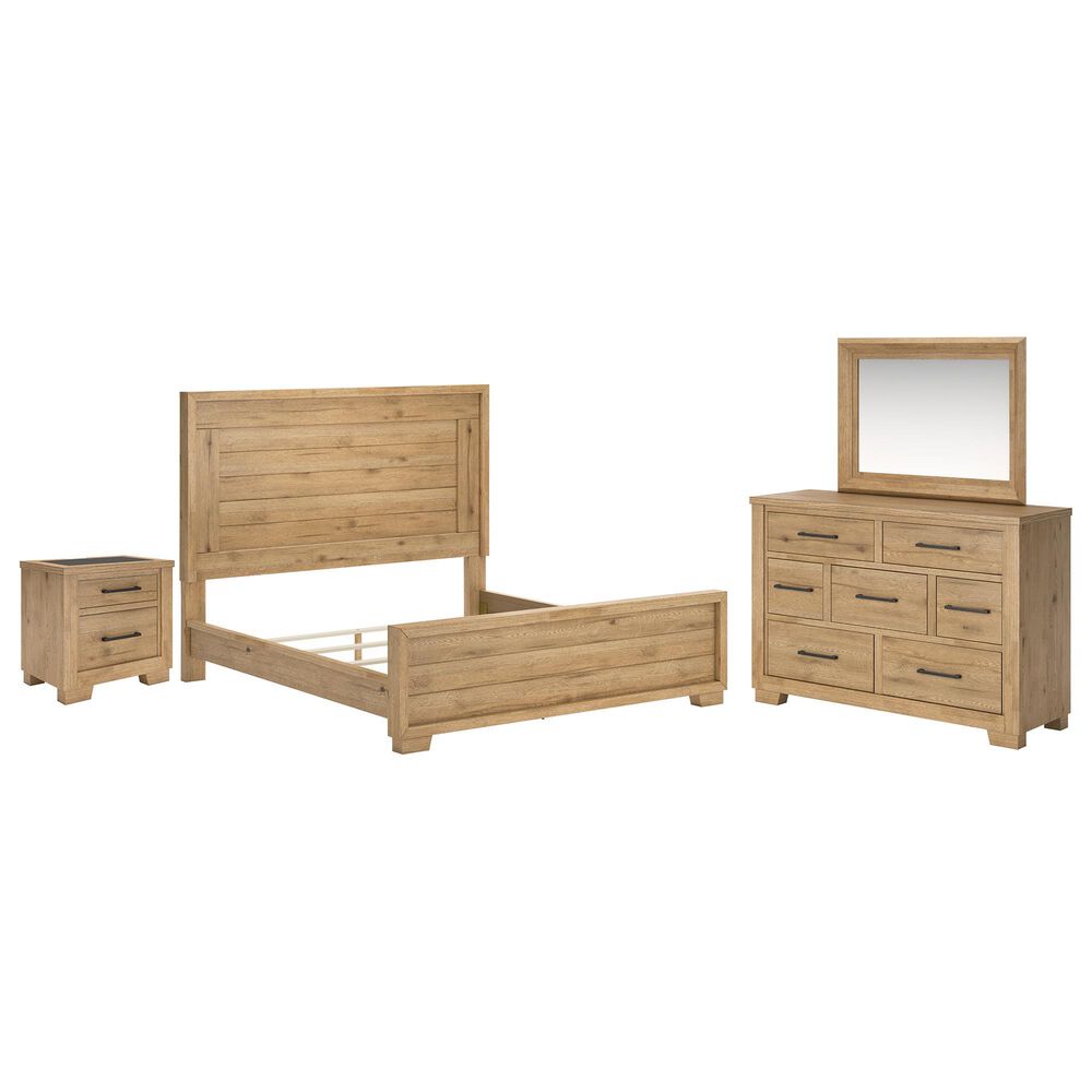 Ashley Galliden 4-Piece King Bedroom Set in Light Brown, , large