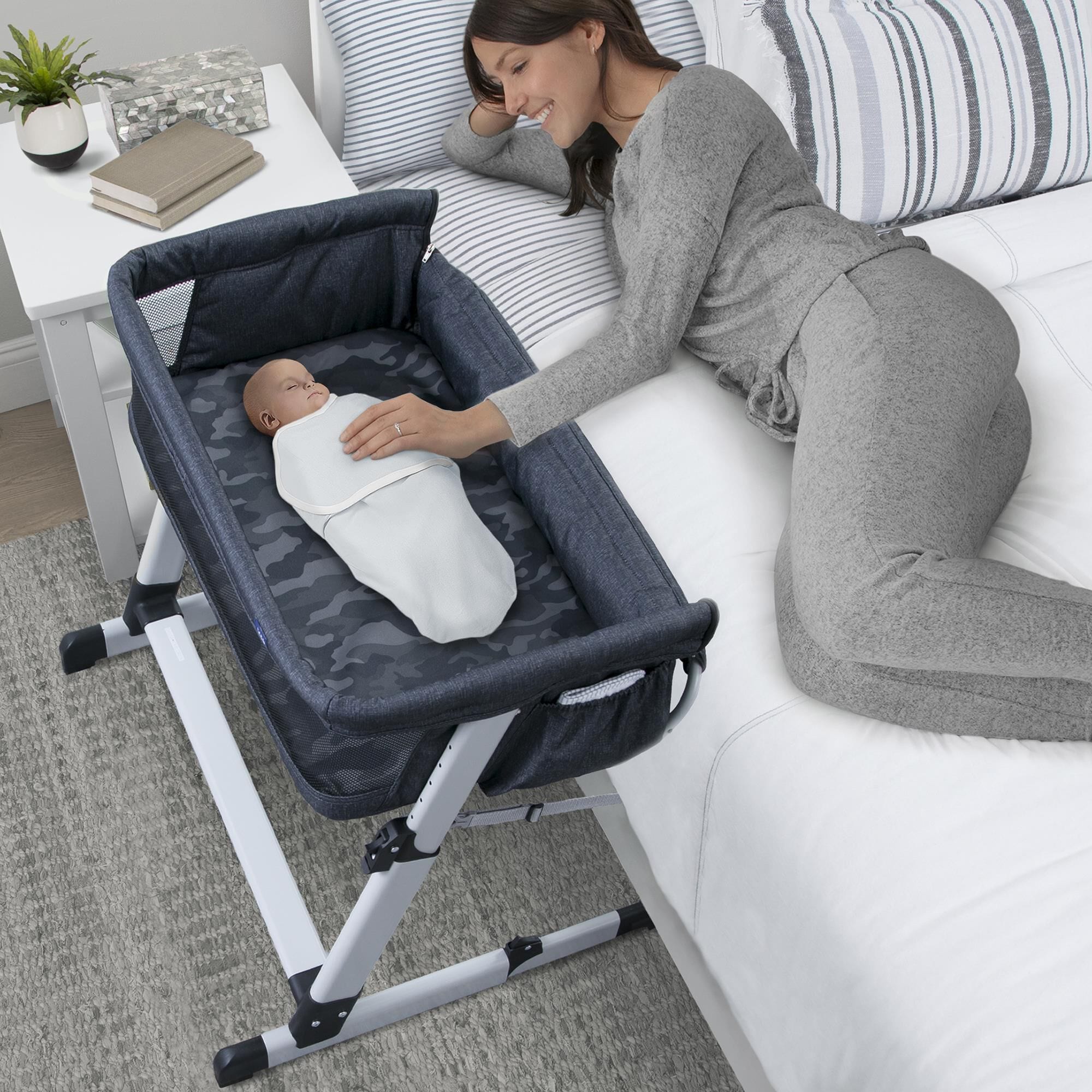 Delta Bedside Bassinet Sleeper in Black Camo NFM
