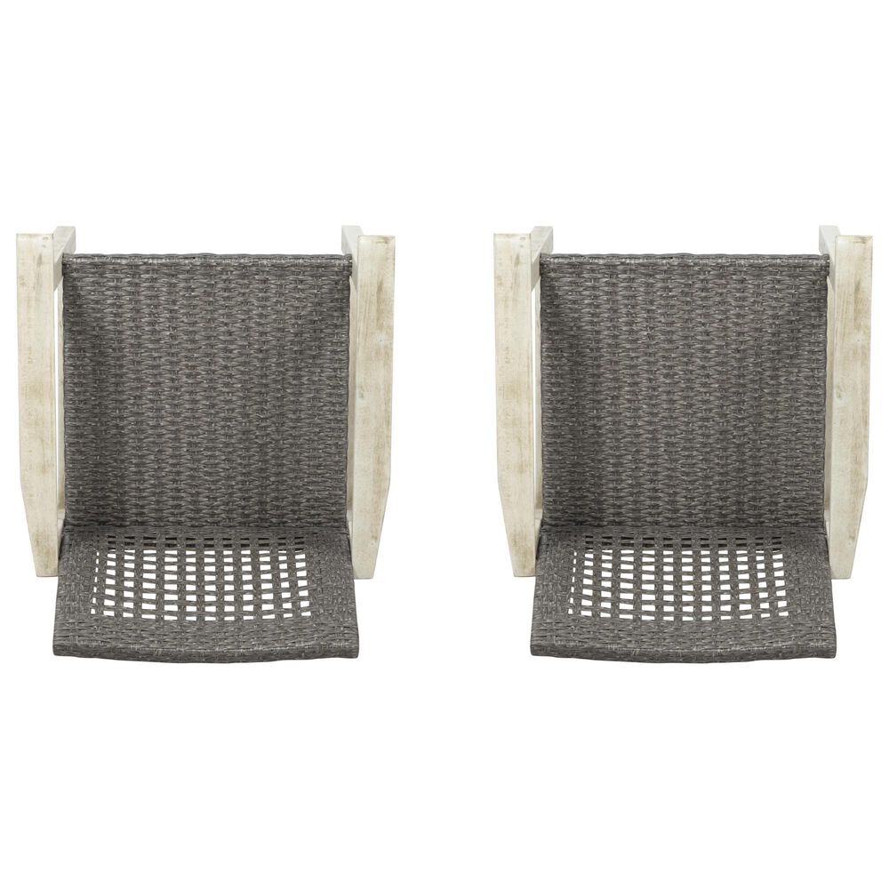Hearth and Haven Hampton Outdoor Dining Chair in Black and Light Grey (Set of 2), , large