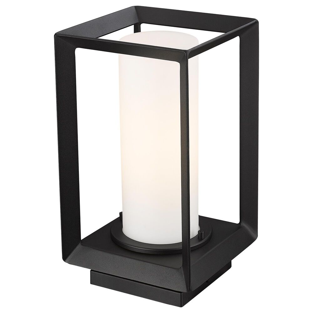 Golden Lighting Smyth 1-Light Outdoor Pier Mount with Opal Glass Shade in Natural Black, , large