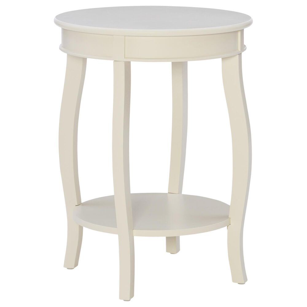 Linon Home Decor Aura Round Side Table in Off White, , large