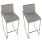 Lumisource Fuji High Back Barstool with Grey Fabric in Stainless Steel (Set of 2), , large