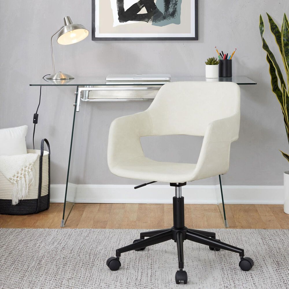 Lumisource Margarite Task Chair with Cream Faux Leather Cushion in Black, , large