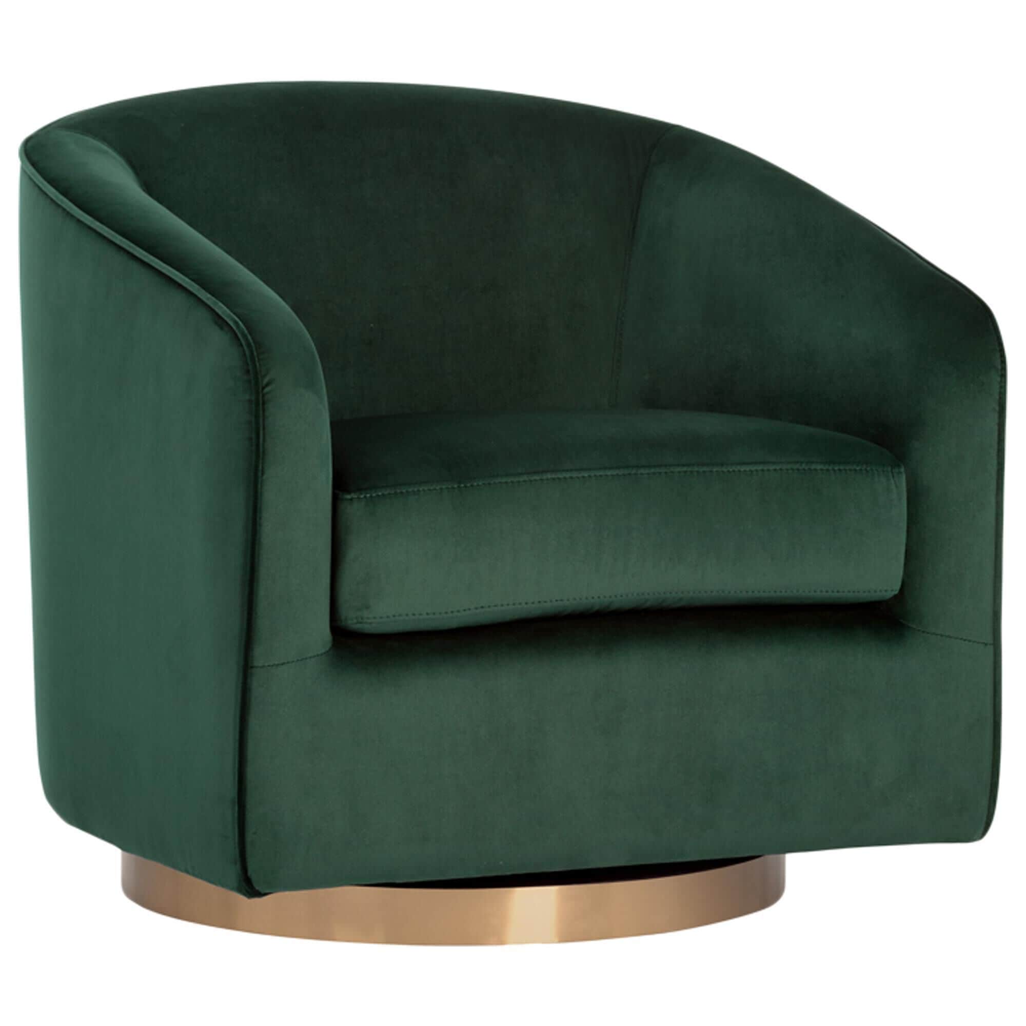 37B Hazel Swivel Lounge Chair in Deep Green Sky Velvet NFM