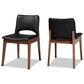 Baxton Studio Afton Side Chair with Black Faux Leather in Walnut Brown (Set of 2), , large