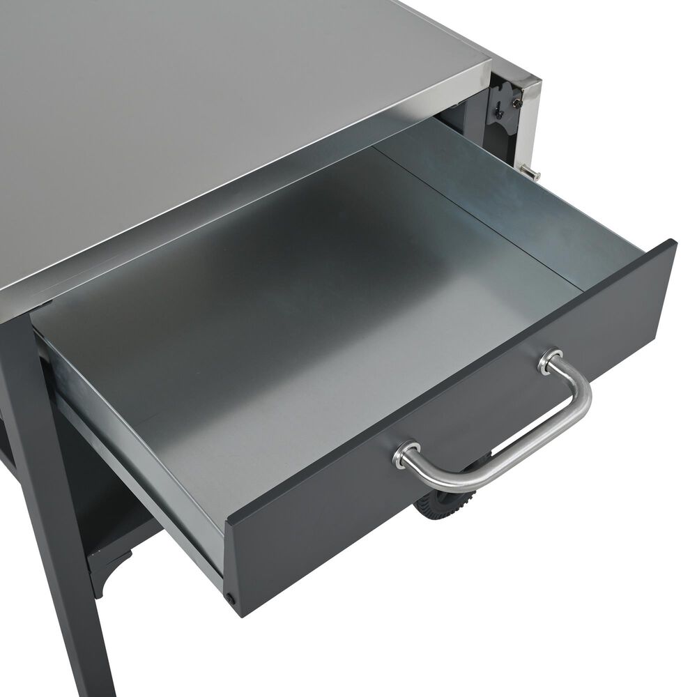 Hearth and Haven Outdoor Foldable Kitchen Cart with Side Table in Gray, , large