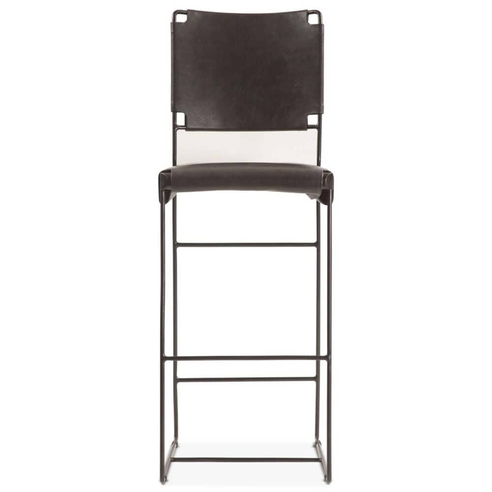 Home Trends &amp; Design New York Bar Stool in Powder Coated Black with Top Grain Leather, , large