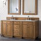 James Martin Vanities Bristol 72" Double Bathroom Vanity in Saddle Brown with 3 cm Arctic Fall Solid Surface Top and Rectangular Sinks, , large