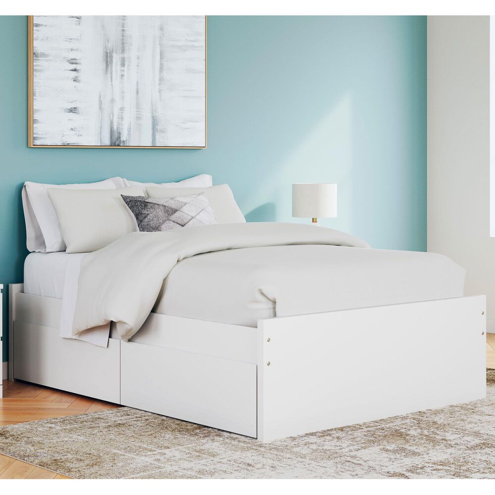 Ashley Onita Full Platform Bed with No Headboard and 2 Side Storage in White, , large