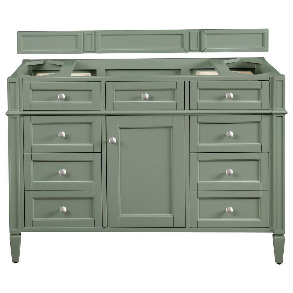 James Martin Vanities Brittany 48" Single Bathroom Vanity in Smokey Celadon with 3 cm Victorian Silver Quartz Top and Rectangular Sink, , large