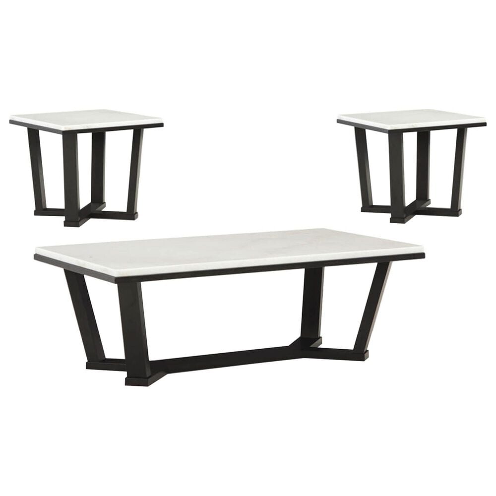 Titanic Furniture Alora 3-Piece Table Set in White and Black, , large