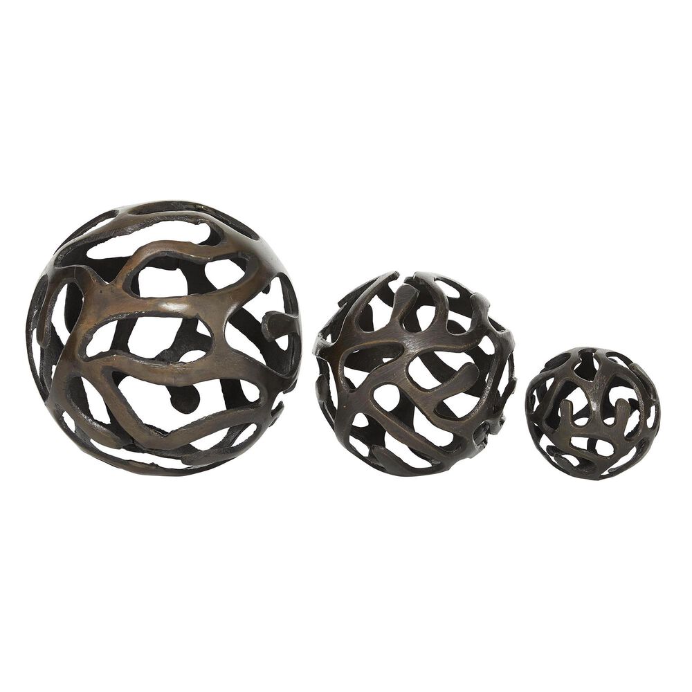 Maple and Jade 3-Piece Geometric Decorative Sculpture Set in Brass, , large