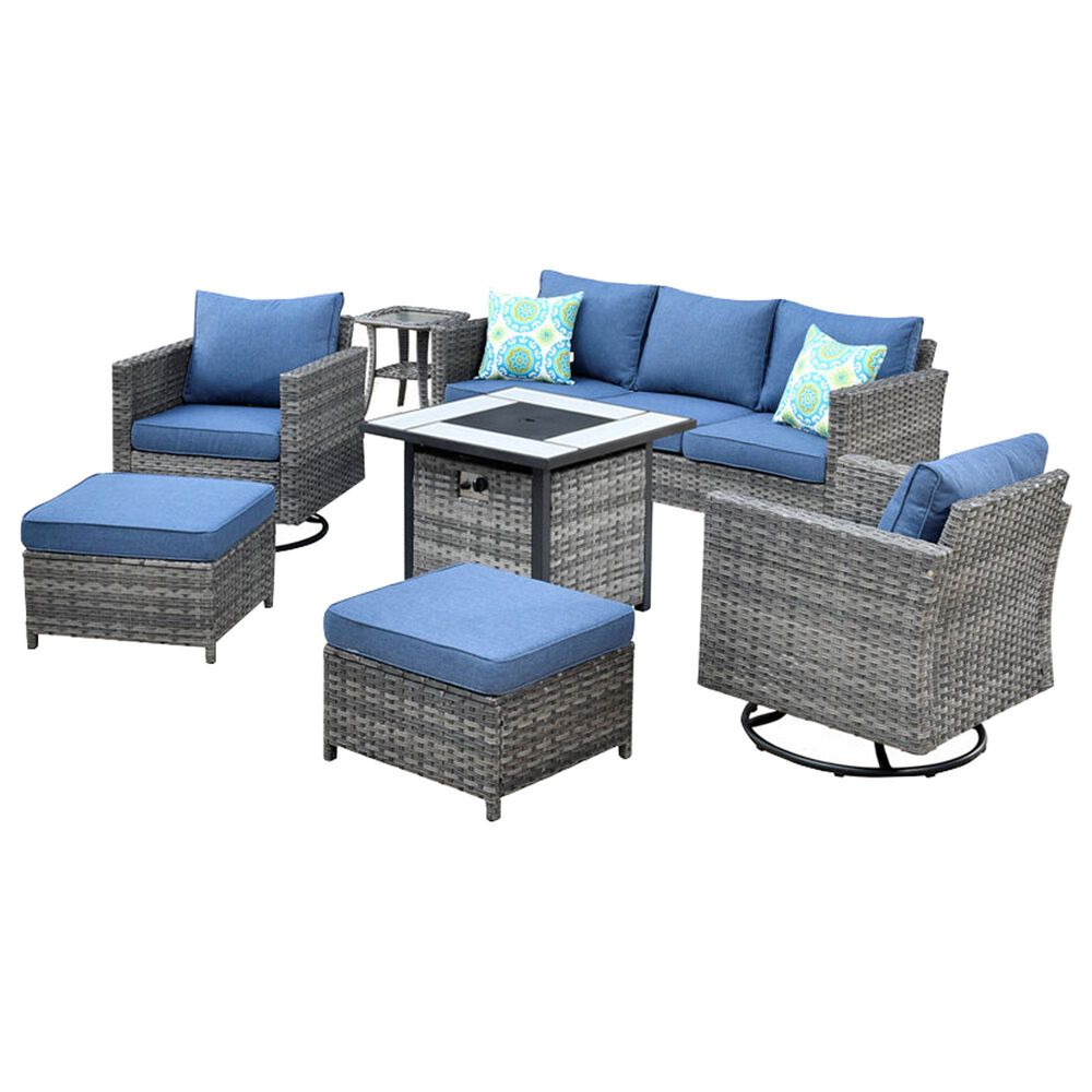 HOMLUX 7-Piece Patio Sofa Set in Denim Blue, , large