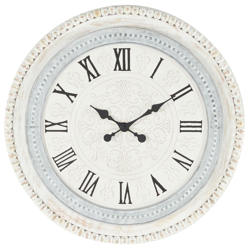 Maple and Jade 22&quot; Wall Clock in White, , large