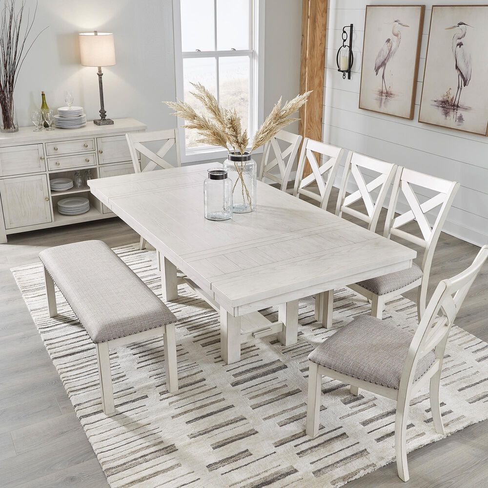 Ashley Robbinsdale 49&quot; Counter Height Bench in Antique White, , large