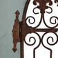 Maple and Jade 33" x 50" Arched Windowpane Fleur De Lis Home Wall Decor with Rust Metal Scrolled Gate in Distressed Blue and Bronze, , large